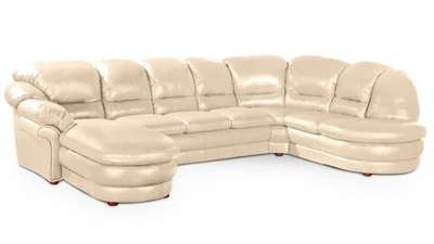 Угловой диван Нодус с оттоманкой и дополнительной секцией Madras 22 367*250*98 см, Бежевый Натуральная кожа Нераскладной Фиеста