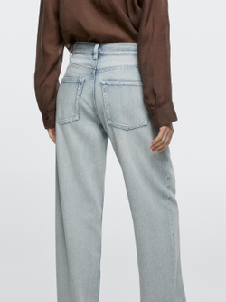 Massimo Dutti Джинсы с высокой талией и широкими штанинами, светло-голубой