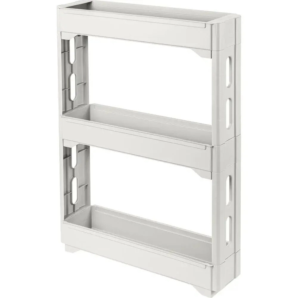 Этажерка Keeplex Regular на колесиках трехсекционная узкая 53,7,3х71 см белое облако