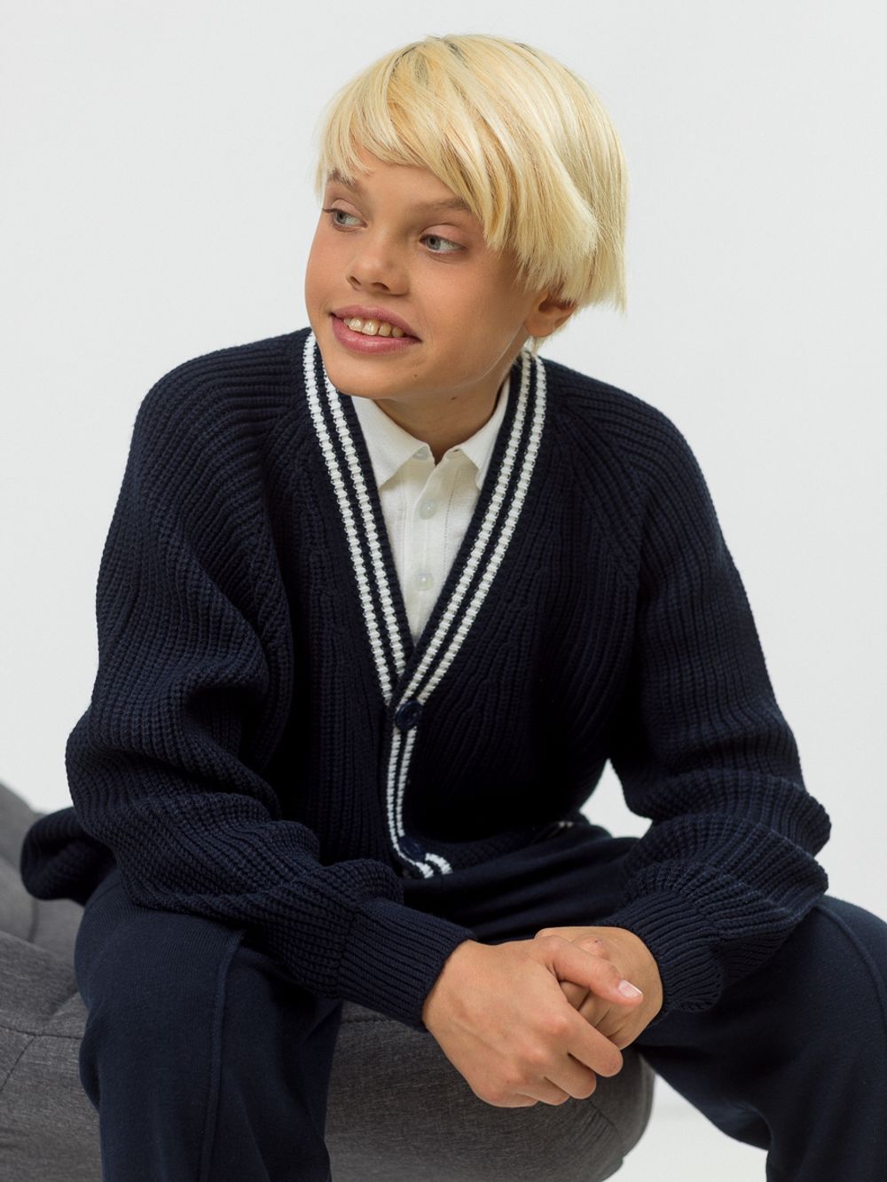 Кардиган для мальчика на пуговицах AT891-1M синий