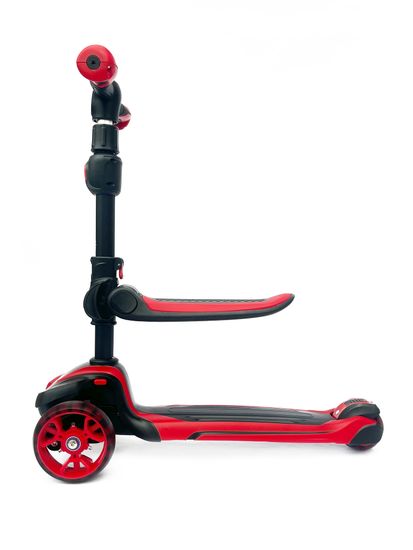 Самокат-беговел со светящимися колёсами 3 в 1 Scooter Micar Moby Black-Red