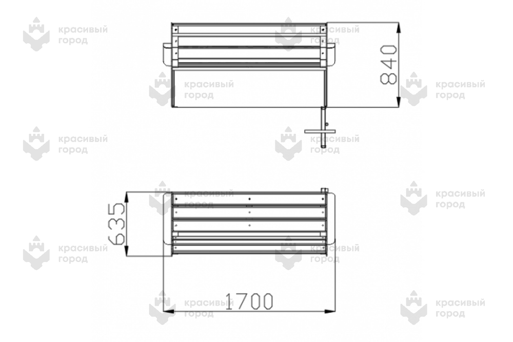 Скамья парковая на металлическом основании со спинкой тип-1