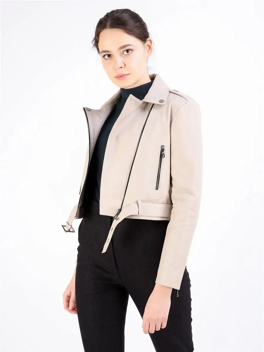 Женская косуха/кожаная/кожаная куртка/Турция