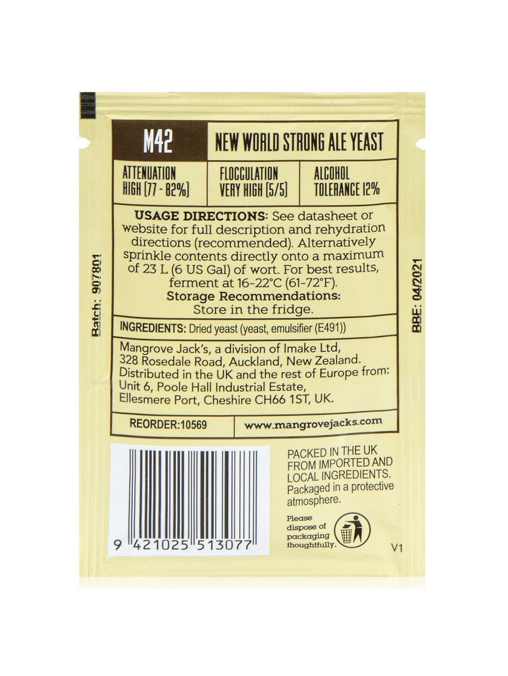 Пивные дрожжи Mangrove Jack's "New World Strong Ale M42", 10 г