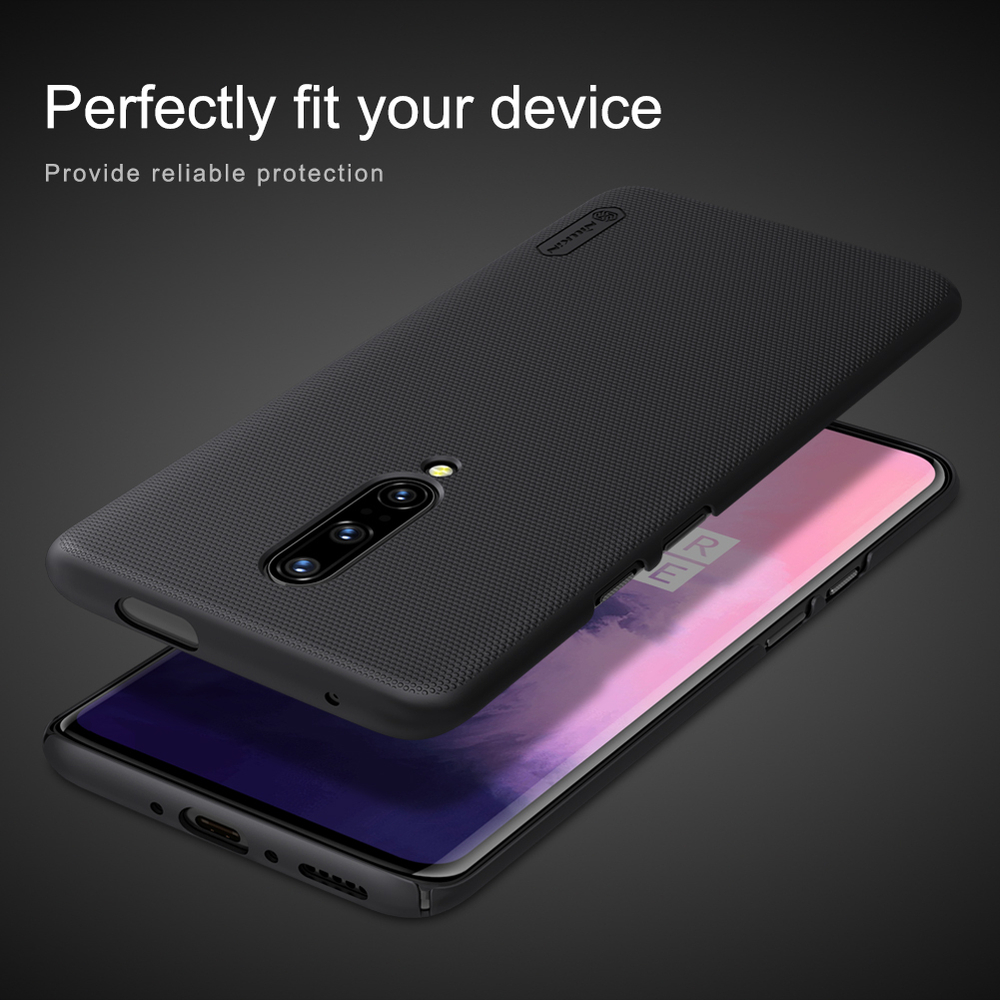 Тонкий жесткий чехол черного цвета от Nillkin для OnePlus 7 Pro, серия Super Frosted Shield