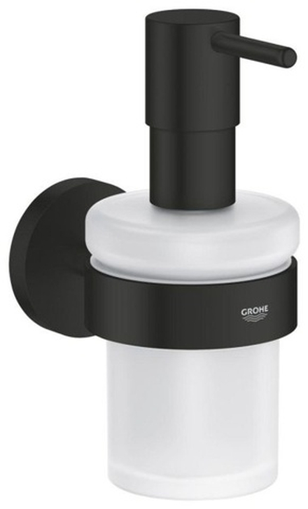 Дозатор жидкого мыла с держателем GROHE Essentials, матовый чёрный (1022572430)