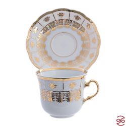 Набор кофейных пар Thun Менуэт золотой орнамент 165мл(6 пар)