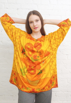 Туника "Подсолнухи", по мотивам картины Ван Гога "Ваза с 15 подсолнухами"