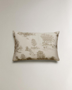 ZARA HOME НАВОЛОЧКА С ПРИНТОМ, СЕРЫЙ/БЕЖЕВЫЙ