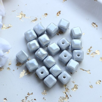 0247-сер Бусина керамическая "Куб" 8мм, серый