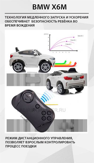 Детский электромобиль "BMW X6M" JJ2199 6V,красный
