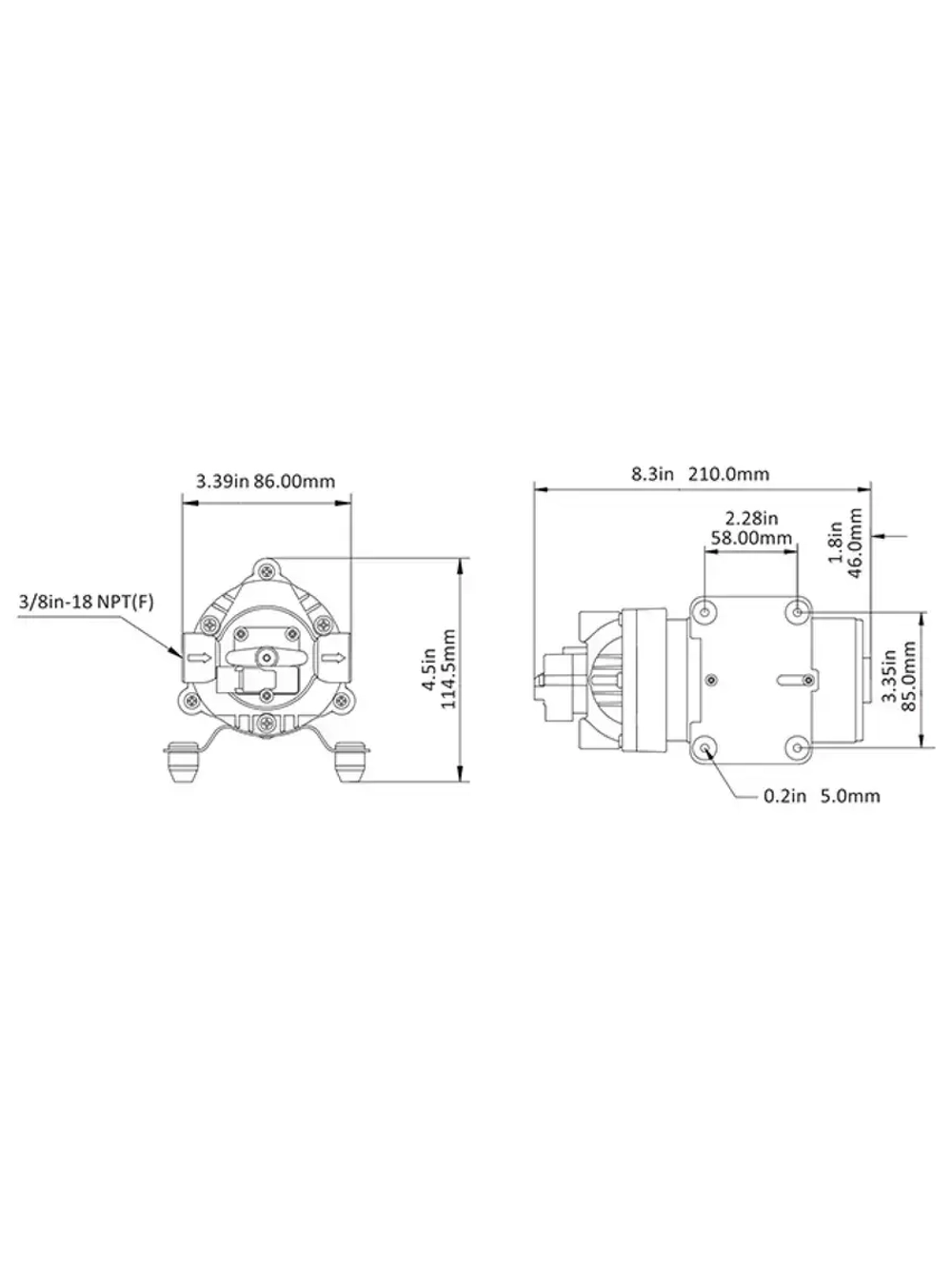 Насос мембранный 12B, 5,5 л/мин, 80 PS