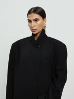 Пиджак оверсайз с объемными плечами, Черный