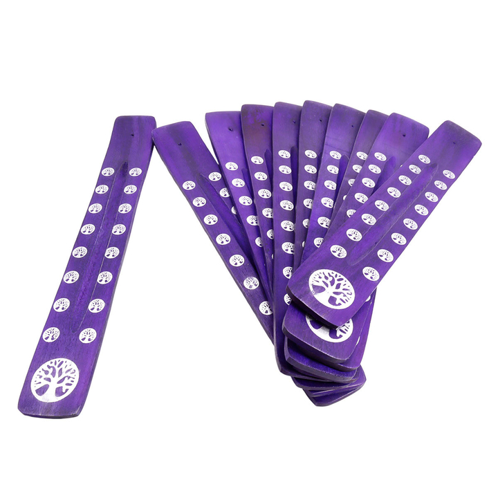 Подставка под благовония Лыжа Дерево Жизни цвет фиолетовый, рисунок белый