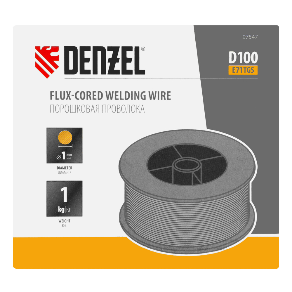 Порошковая проволока Е71TGS, диам. 1 мм, 1 кг, диам. катушки D100 Denzel