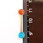 Штанга 16 мм с акриловыми цветными шариками 6 мм (мяч красны-синий) для пирсинга языка. Медицинская сталь. 1 шт