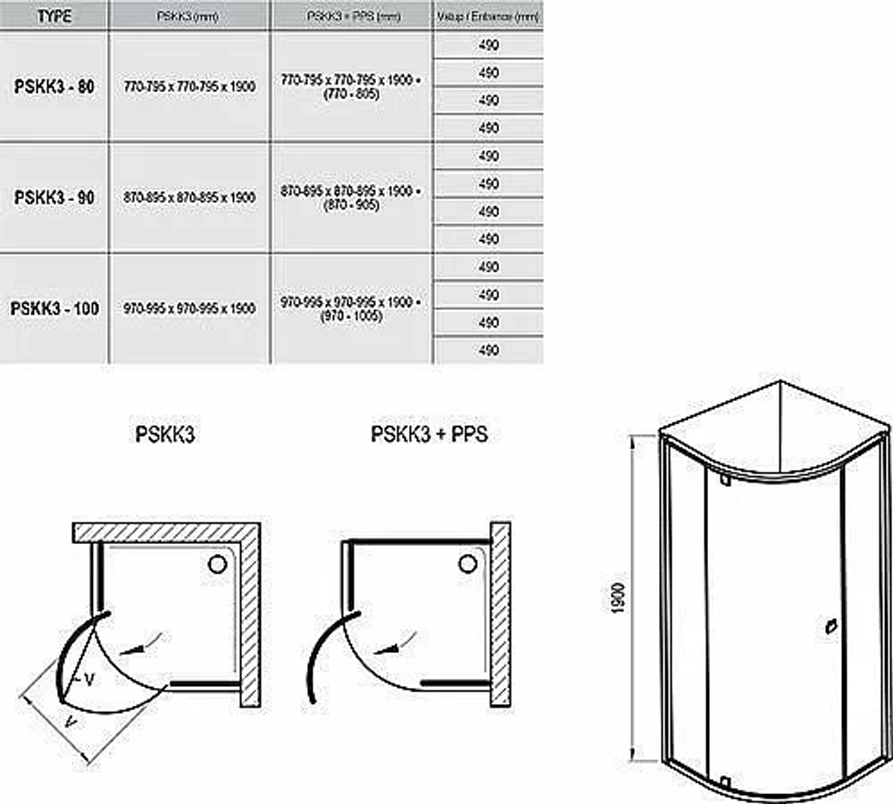 Душевой уголок Ravak Pivot PSKK3 100х100 профиль белый/стекло прозрачное