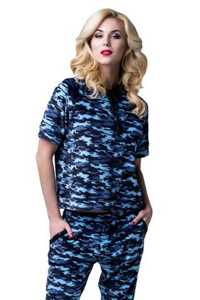 Спортивный костюм с капюшоном (Размер: XL) (Цвет: синий камуфляж)