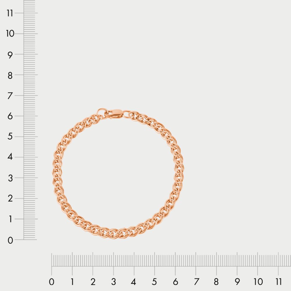 Браслет пустотелый цепной для женщин из розового золота 585 пробы с плетением "Нонна"  (арт. НБ 12-200ПГ 0.80)
