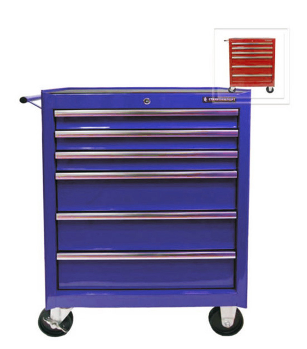 Тележка инструментальная для автосервиса с 6 ящиками, синего цвета