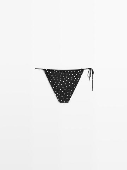 Massimo Dutti Плавки бикини в горошек, черный