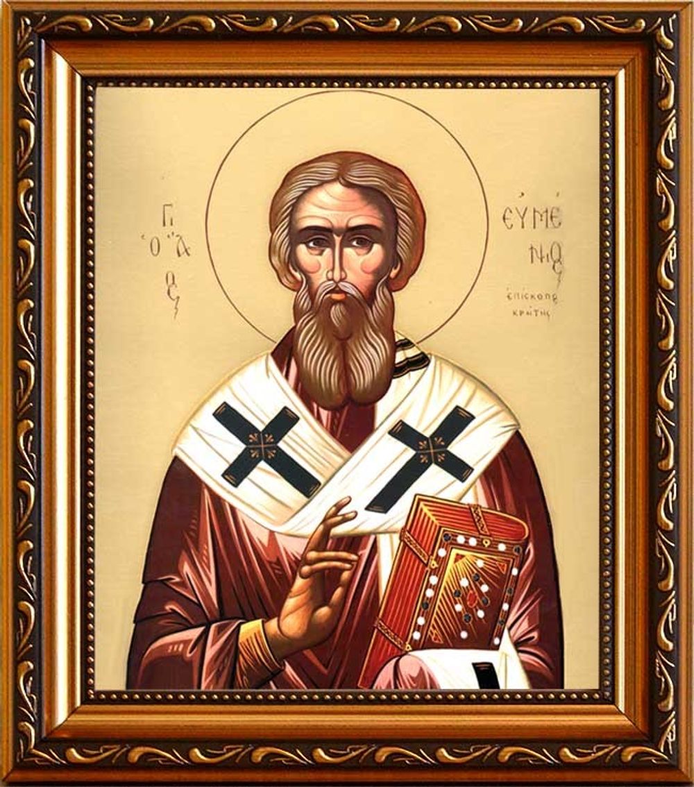 Евмений Гортинский Преподобный епископ. Икона на холсте. В раме.