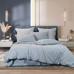 Постельное белье 2 спальное евро Sharmes Rustic голубой меланж