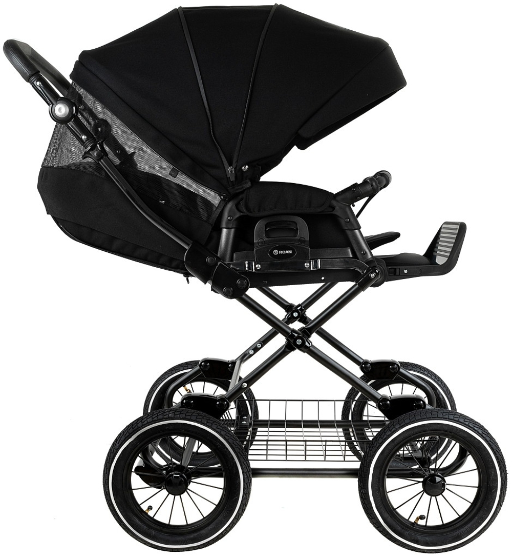 Детская коляска Roan Bass Next Classic d12 2.0 3 в 1 с автокреслом Pituso Santiso Pro Black BNC/85/2 Caviar/Black/руч.Cappuccino