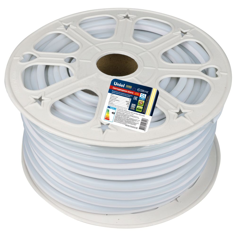 ULS-N21-2835-120LED-m-8mm-IP67-220V-8W-m-50M-YELLOW Светодиодная гибкая герметичная лента. NEON. Бобина 50 м. Желтый свет. TM Uniel.