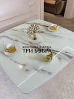 Кухонный раздвижной стол "Танго", белый мрамор