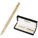 Ручка перьевая Delucci Celeste, чёрная, 0.8 мм, корпус золото, подар.уп.