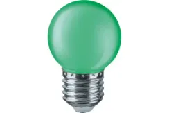 Лампа светодиодная Navigator 220V G45 Е27 1W зеленый шар 26794