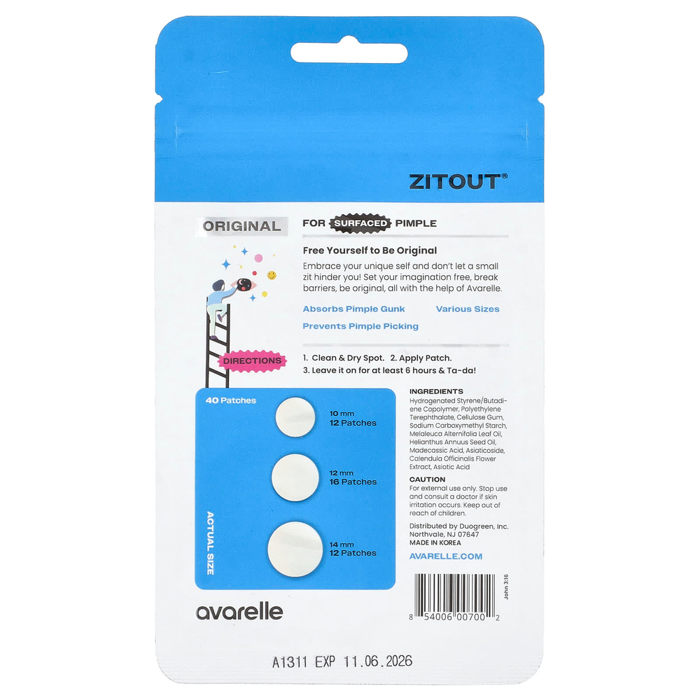 Avarelle, Zitout® Original, 40 патчей