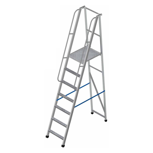 Лестница-платформа фиксированной высоты алюминиевая MEGAL ЛПФВА Н=2.0-6 с широкими ступенями