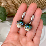 LEFIREL' Серьги серебряные женские "Леола" с бусинами из муранского стекла / ювелирные украшения из родированного серебра 925