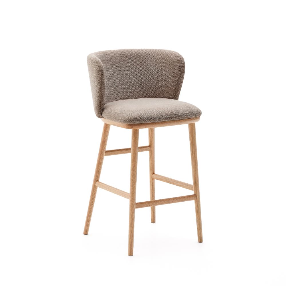 Ciselia Полубарный стул из коричневого шенилла и ясеня в натуральной отделке