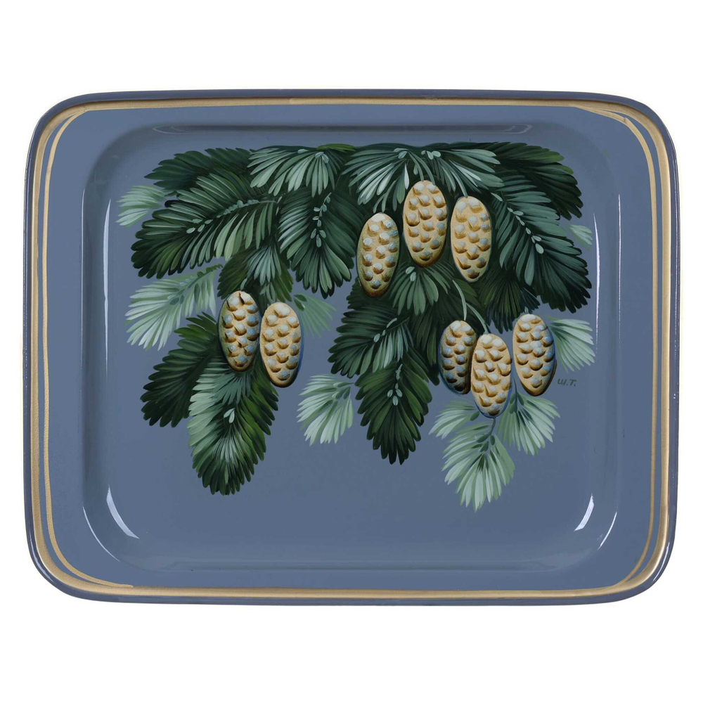 Жостовский поднос декоративный, размер 33х26 см (A13), металлический