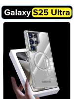 Чехол для Samsung Galaxy S25 Ultra WLONS Spirit Shield прозрачный, с MagSafe и металлической подставкой в блоке камеры