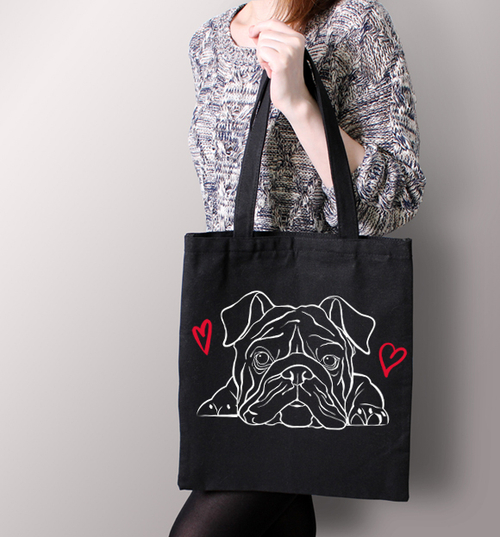 Тканевая сумка "Английский бульдог - любовь"