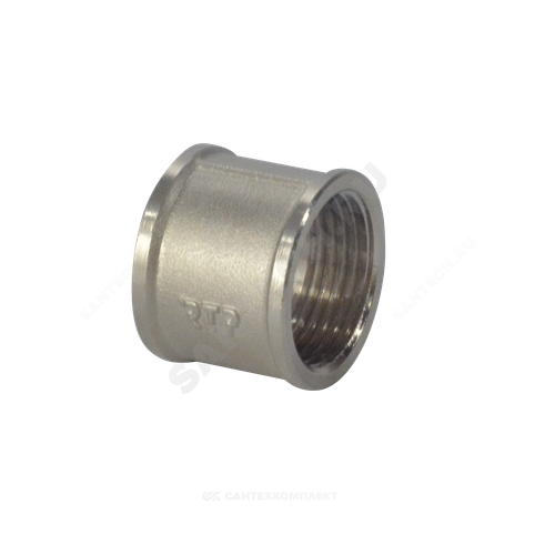 Муфта латунь никель Ду 15 (1/2") ВР RTP (РосТурПласт) 25166