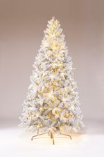 Заснеженная елка с гирляндой встроенной «Русская Императрица» (Литая хвоя) 250 см / 2,5 м