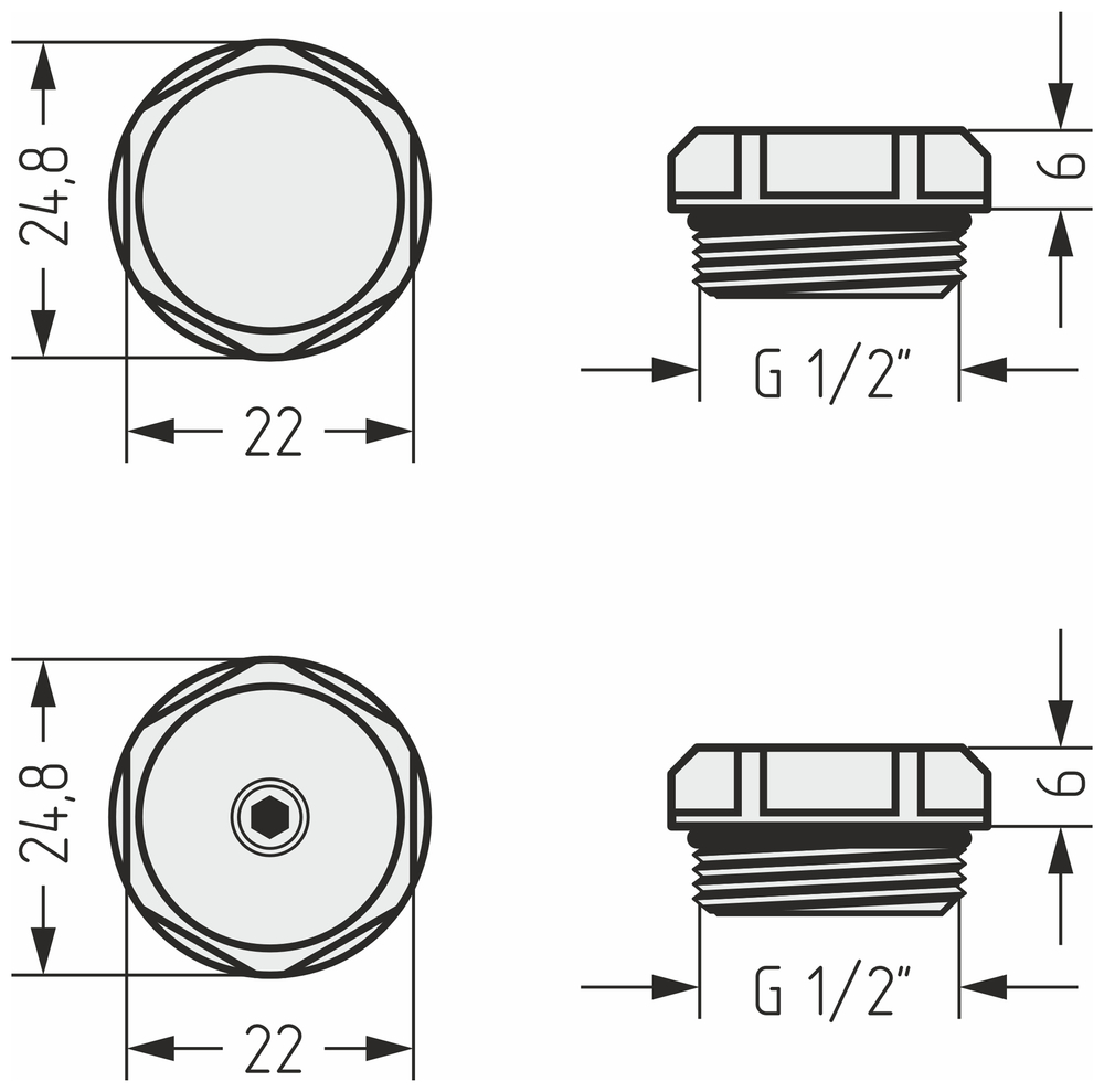 Спускной клапан с заглушкой Сунержа d 25 мм  (G 1/2" НР)