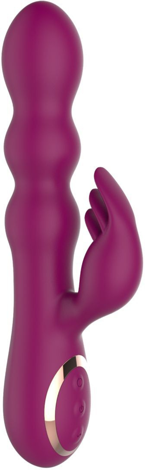 Сливовый вибратор-кролик AN Stamen с массажем бусинами - 22 см.