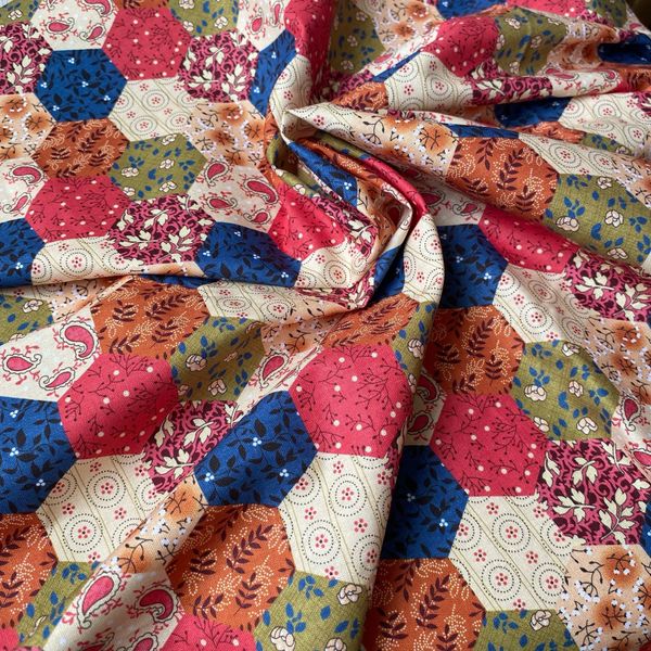 ГЕКСАГОНЫ ЦВЕТНЫЕ 100% хлопок Handmade Fabrics 1