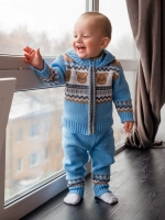 Костюм вязаный для малышей для новорожденных "Мишки"