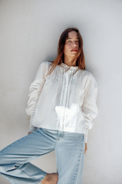ZARA РОМАНТИЧНАЯ РУБАШКА ZW COLLECTION, БЕЛЫЙ