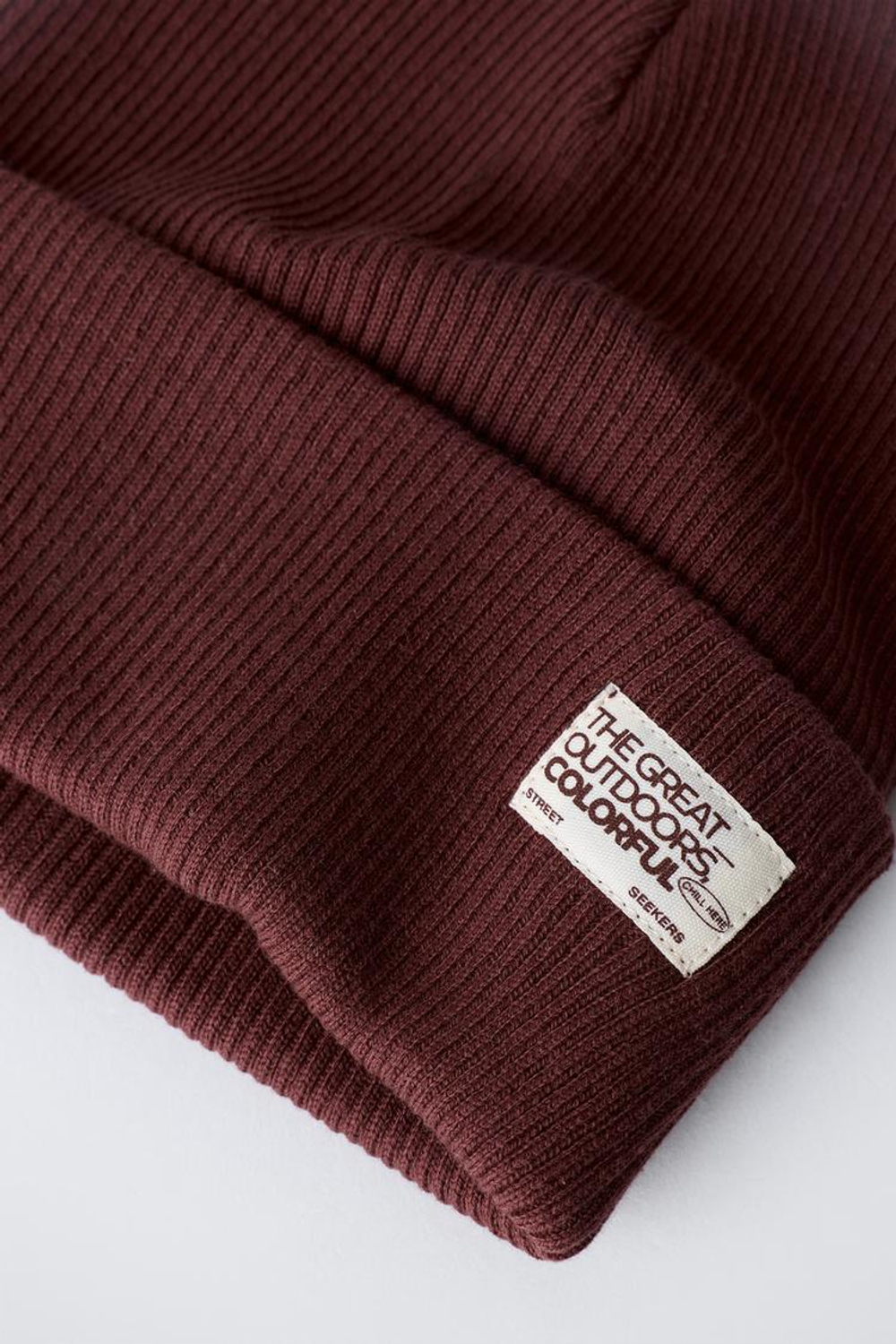 ZARA ТРИКОТАЖНАЯ ШАПКА В РУБЧИК С ЭТИКЕТКОЙ, ТЕМНО-БОРДОВЫЙ