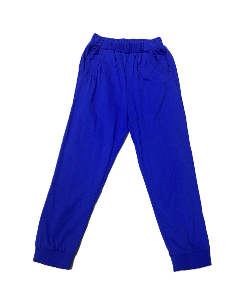 Штанишки с манжетами и карманами тонкие из кулирки (100% хлопок) цвет василёк на рост 110,116 см