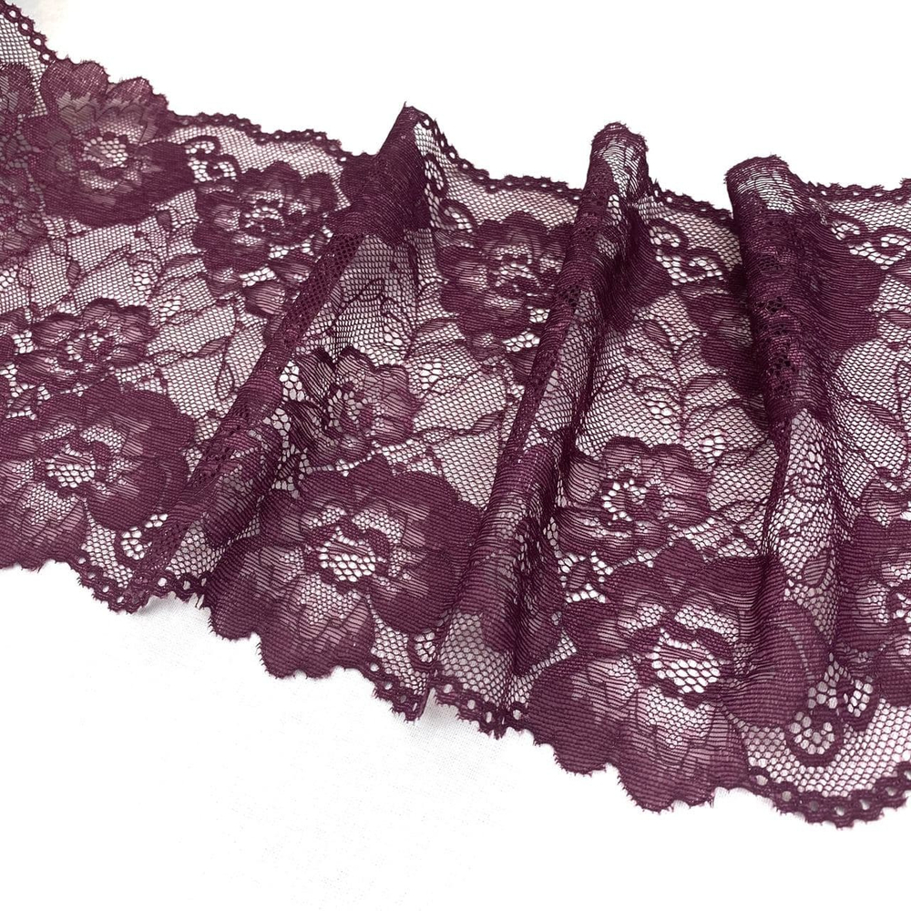 Кружево эластичное бургунди 18 см