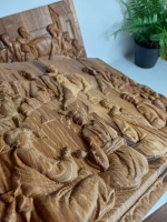 Освященная Икона «Тайная вечеря» резная из дуба 25*28,5 см